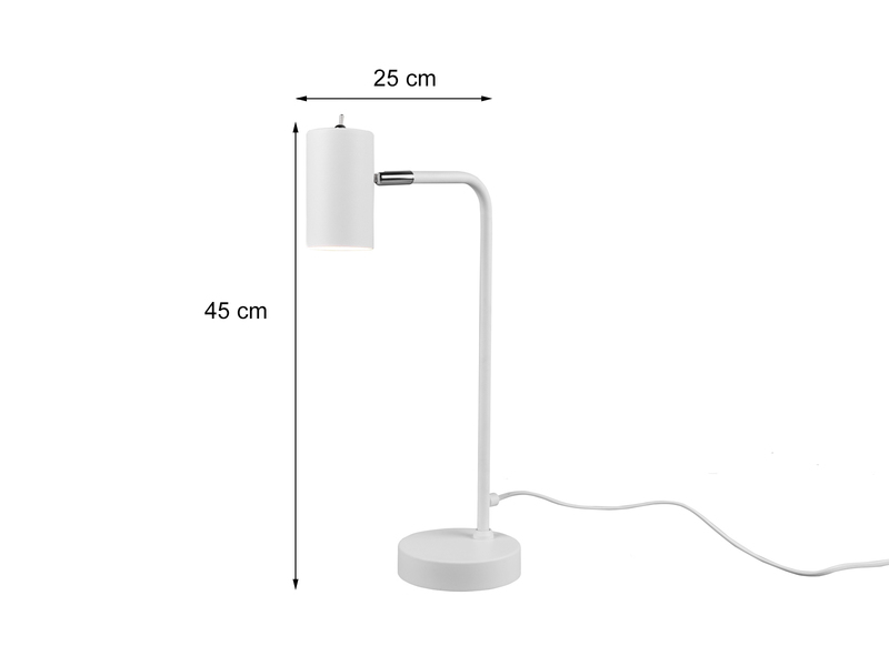 Schreibtischlampe in Weiß matt, Spot schwenkbar inkl. GU10 LED, Höhe 45cm