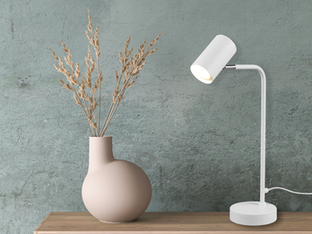 Schreibtischlampe in Weiß matt, Spot schwenkbar inkl. GU10 LED, Höhe 45cm Schreibtischlampe in Weiß matt, Spot schwenkbar inkl. GU10 LED, Höhe 45cm