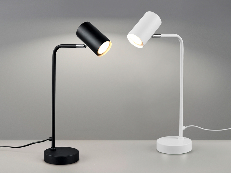 Schreibtischlampe in Schwarz matt, Spot schwenkbar inkl. GU10 LED, Höhe 45cm
