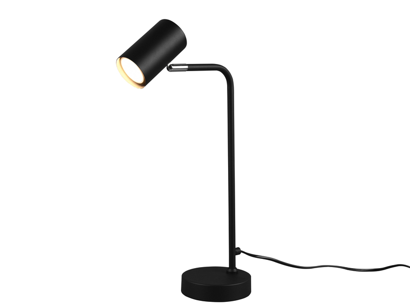 Schreibtischlampe in Schwarz matt, Spot schwenkbar inkl. GU10 LED, Höhe 45cm