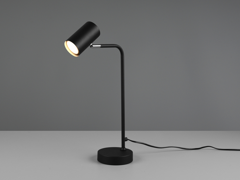 Schreibtischlampe in Schwarz matt, Spot schwenkbar inkl. GU10 LED, Höhe 45cm