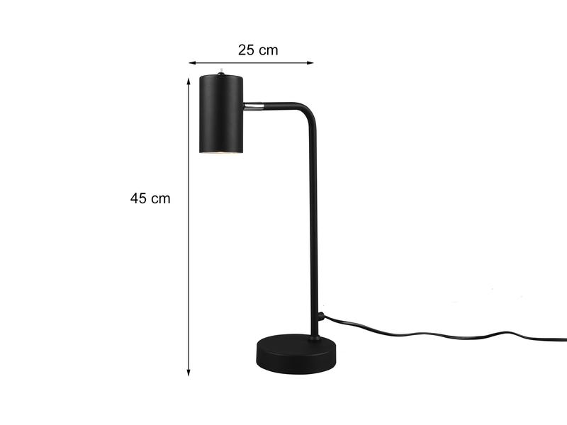 Schreibtischlampe in Schwarz matt, Spot schwenkbar inkl. GU10 LED, Höhe 45cm