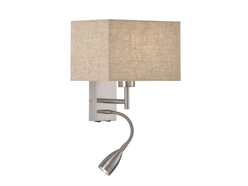 Wandleuchte DREAM mit LED Leselampe & Stoffschirm Beige, Höhe 38cm