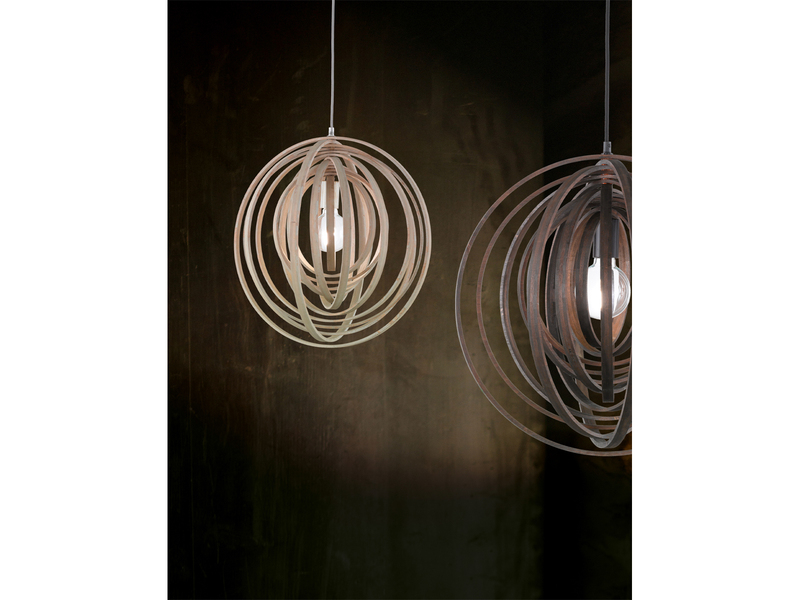 LED Pendelleuchte 1-flammig Naturholz Braun Holzlamellen, Ø 50cm