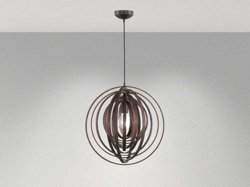 LED Pendelleuchte 1-flammig Naturholz Braun Holzlamellen, Ø 50cm