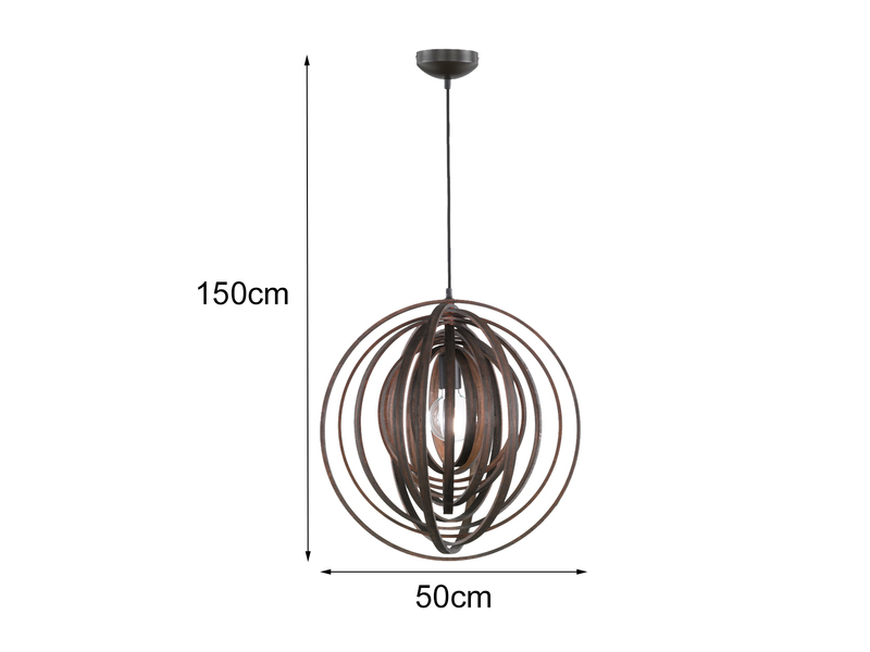 LED Pendelleuchte 1 flammig Holz Braun, Stufen Dimmer -  Ø 50cm