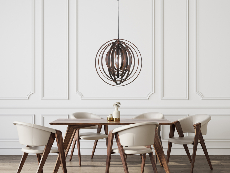 LED Pendelleuchte 1-flammig Naturholz Braun Holzlamellen, Ø 50cm