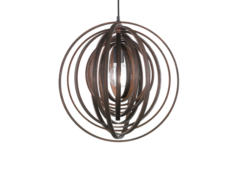 LED Pendelleuchte 1-flammig Naturholz Braun Holzlamellen, Ø 50cm
