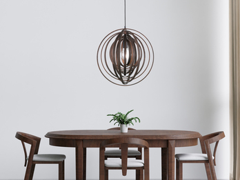 LED Pendelleuchte 1-flammig Naturholz Braun Holzlamellen, Ø 50cm