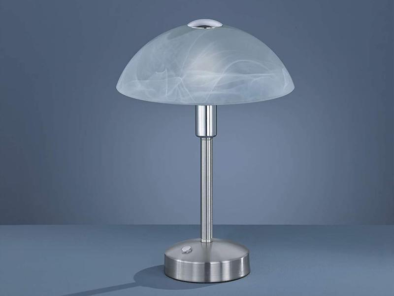 LED Tischleuchte DONNA - Silber, Alabaster Schirm - dimmbar - 30cm