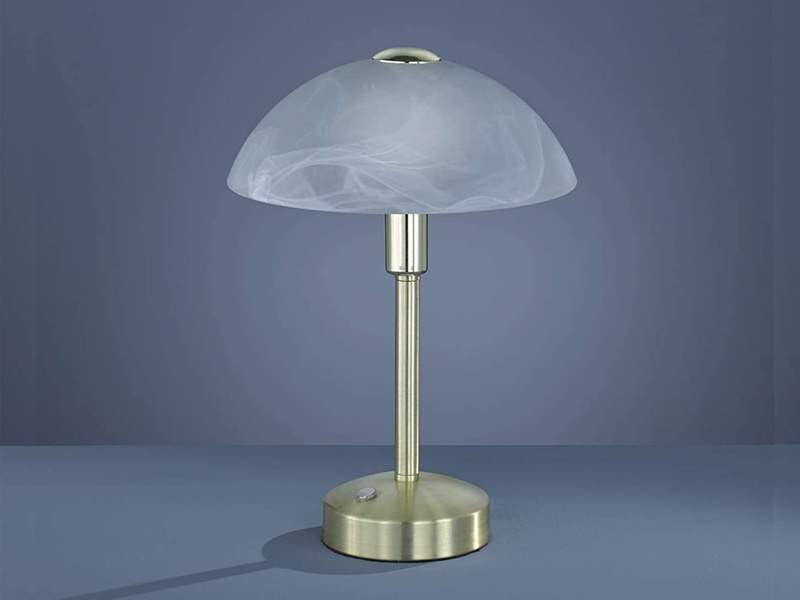 2er Set LED Tischleuchten dimmbar, Messing mit Glasschirm, Höhe 30cm