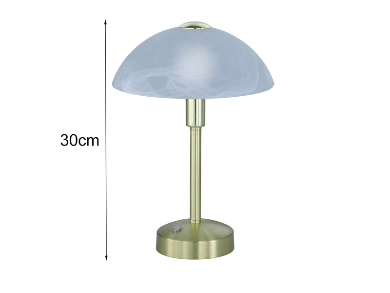 2er Set LED Tischleuchten dimmbar, Messing mit Glasschirm, Höhe 30cm