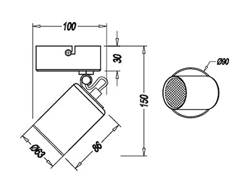 LED Wandstrahler Metallschirm Schwarz, Breite 9cm