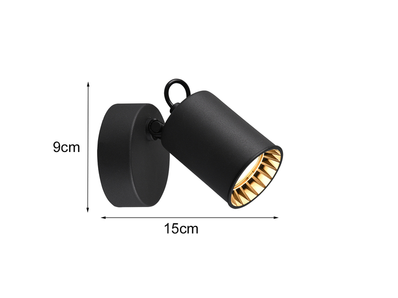 LED Wandstrahler Metallschirm Schwarz, Breite 9cm