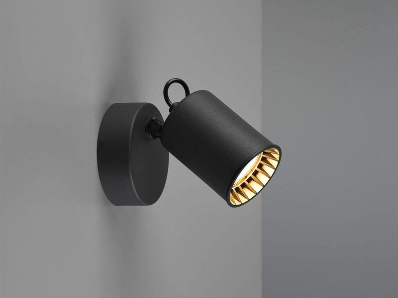 LED Wandstrahler Metallschirm Schwarz, Breite 9cm