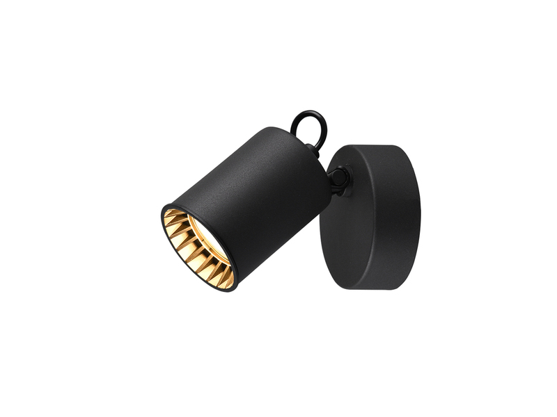 LED Wandstrahler Metallschirm Schwarz, Breite 9cm