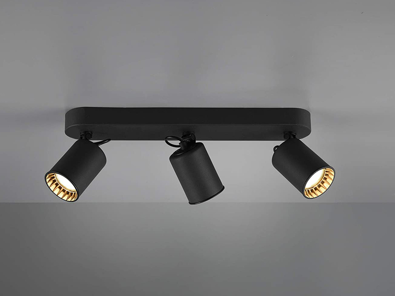 LED Deckenstrahler 3-flammig Metallschirm Schwarz, Breite 41cm