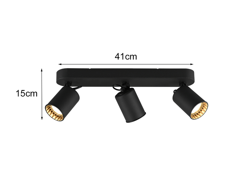 LED Deckenstrahler 3-flammig Metallschirm Schwarz, Breite 41cm