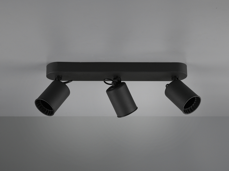 LED Deckenstrahler 3-flammig Metallschirm Schwarz, Breite 41cm