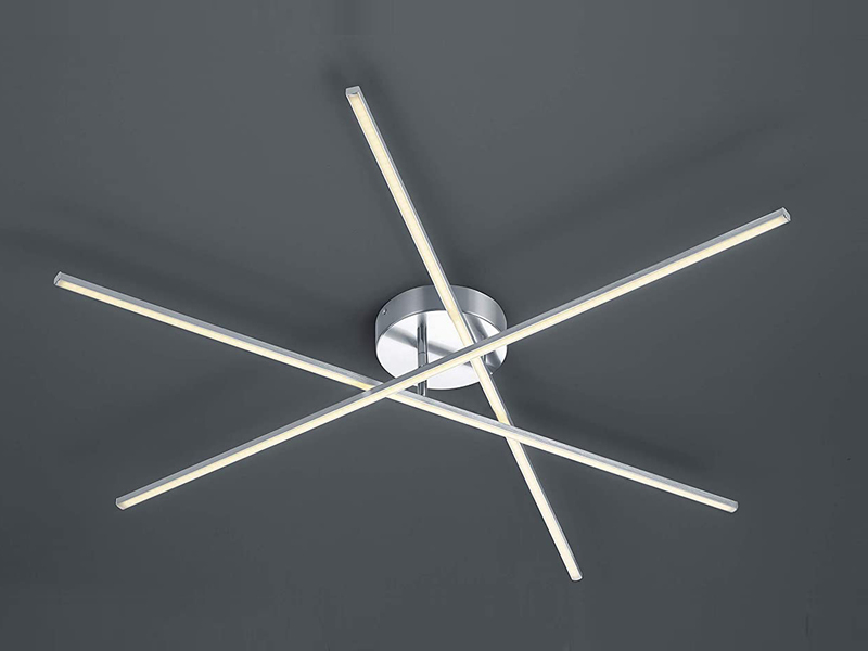 LED Deckenleuchte TIRIAC Metall Silber mit Stufen Dimmer Stäbe drehbar, B: 100cm