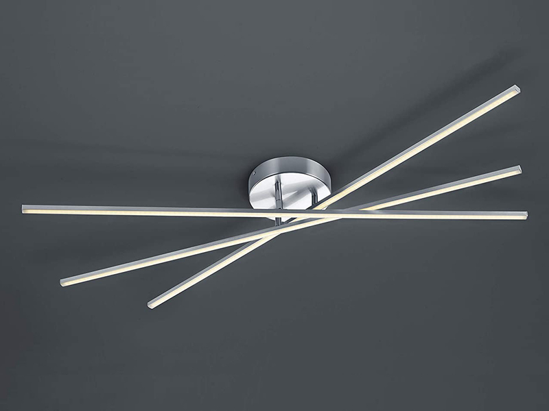 LED Deckenleuchte TIRIAC Metall Silber mit Stufen Dimmer Stäbe drehbar, B: 100cm