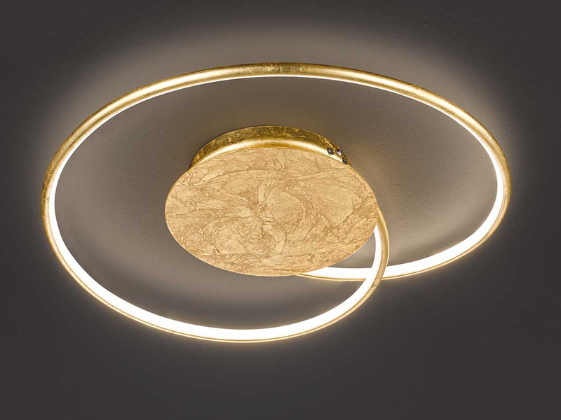 Puristische Ring LED Deckenleuchte OPUS Gold dimmbar 45 x 35cm