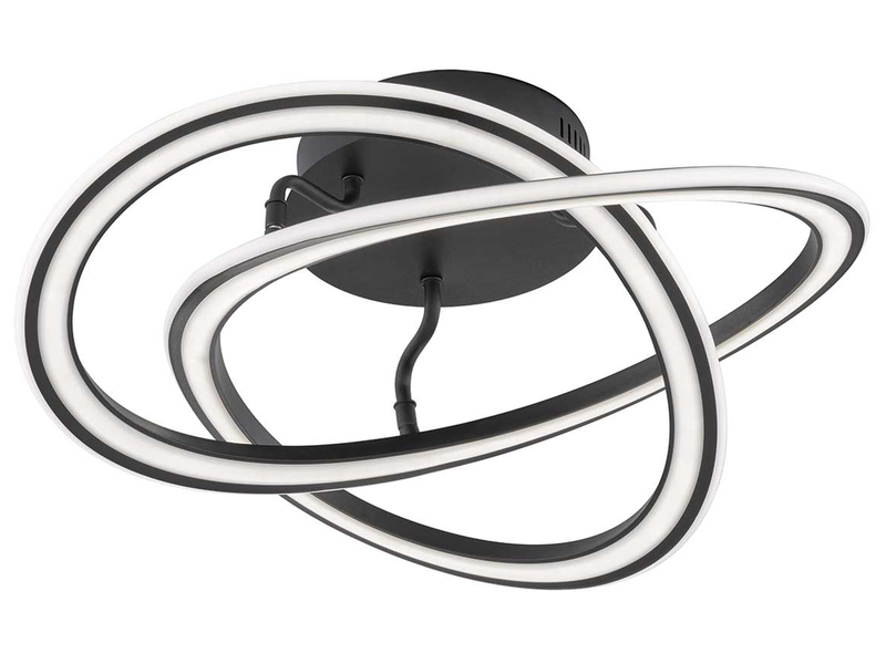 Puristische Ring LED Deckenleuchte OHIO Schwarz mit 3 Stufen Dimmer Ø 53cm
