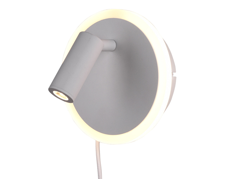 LED Wandleuchte JORDAN Weiß mit Leselampe & Stecker, Ø 15cm