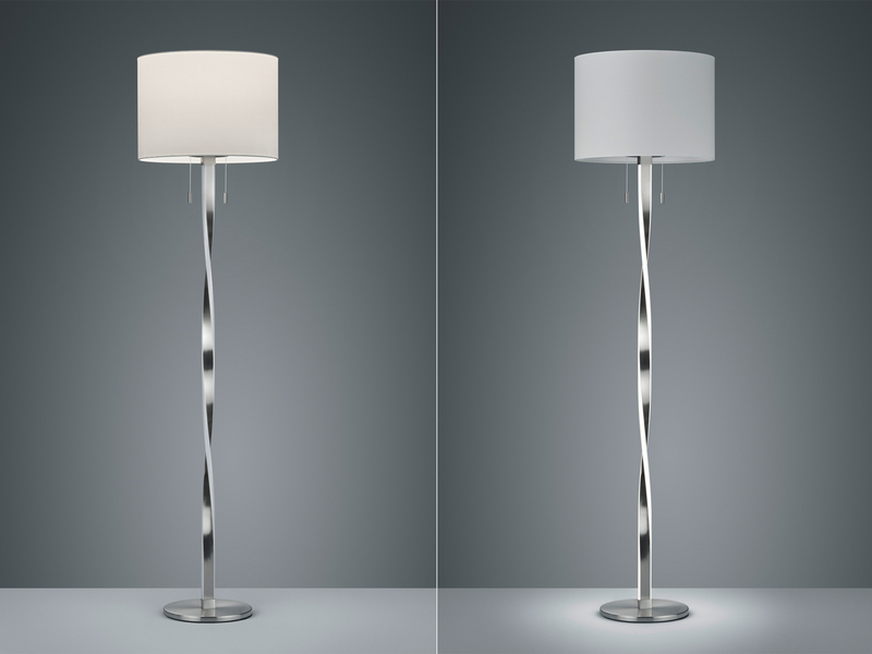 LED Stehlampe NANDOR mit Stoff Lampenschirm weiß und beleuchtetem Gestell
