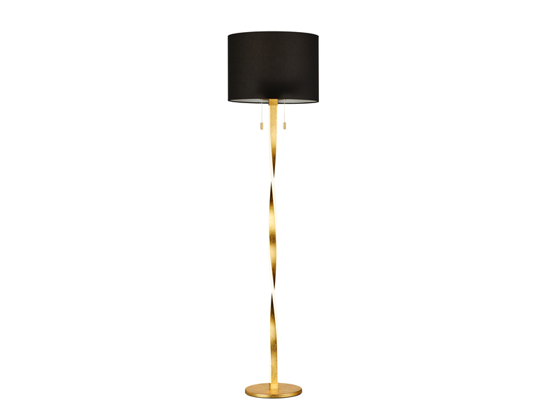 LED Stehlampe NANDOR, Stoff Lampenschirm schwarz und beleuchtetes Gestell, 160cm