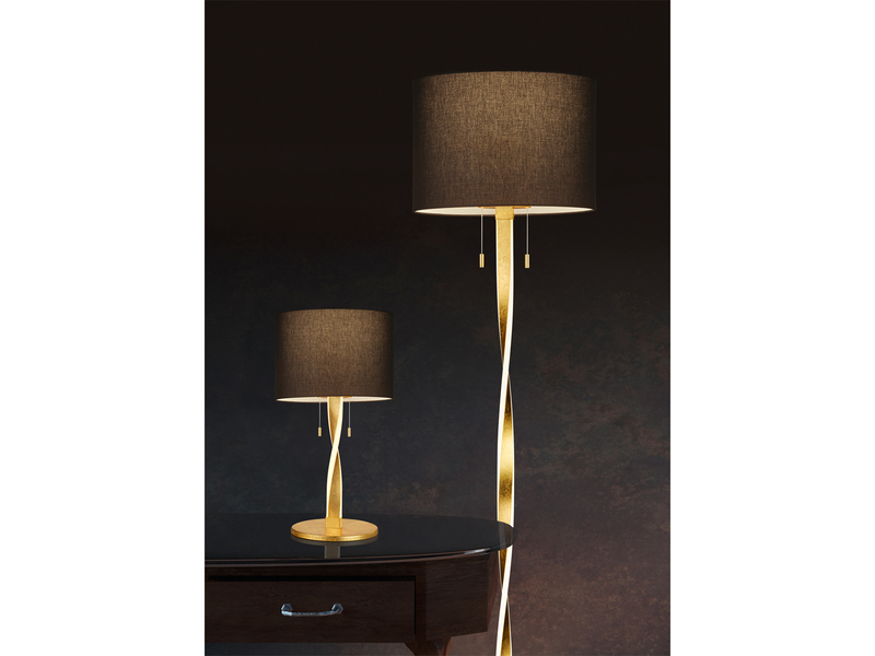 LED Stehlampe NANDOR, Stoff Lampenschirm schwarz und beleuchtetes Gestell, 160cm