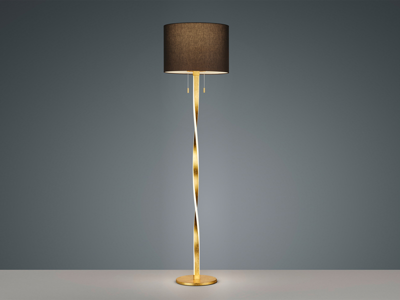 LED Stehlampe NANDOR, Stoff Lampenschirm schwarz und beleuchtetes Gestell, 160cm