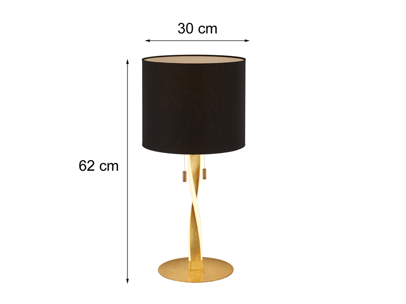 LED Tischlampe NANDOR Stoffschirm schwarz und beleuchtetem Gestell, Höhe 62cm
