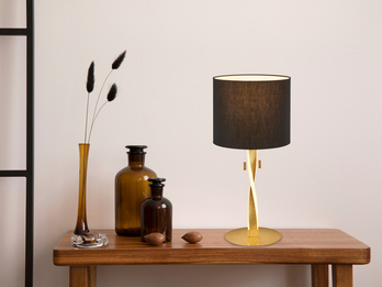 LED Tischlampe NANDOR Stoffschirm schwarz und beleuchtetem Gestell, Höhe 62cm