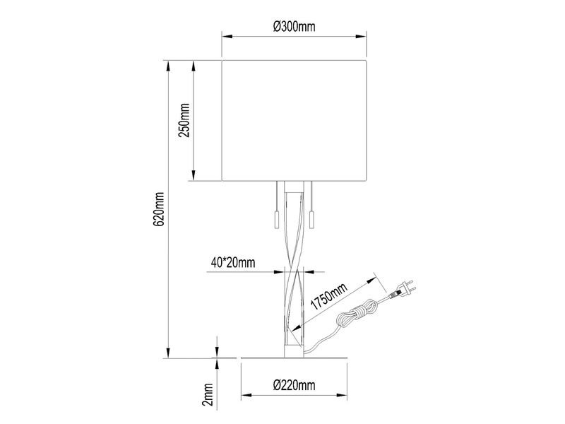 LED Tischlampe NANDOR mit Stoffschirm weiß und beleuchtetem Gestell, Höhe 62cm