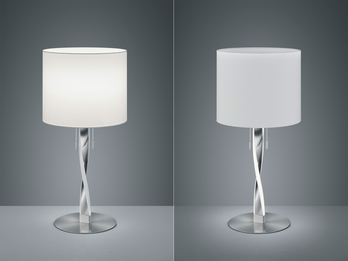 LED Tischlampe NANDOR mit Stoffschirm weiß und beleuchtetem Gestell, Höhe 62cm