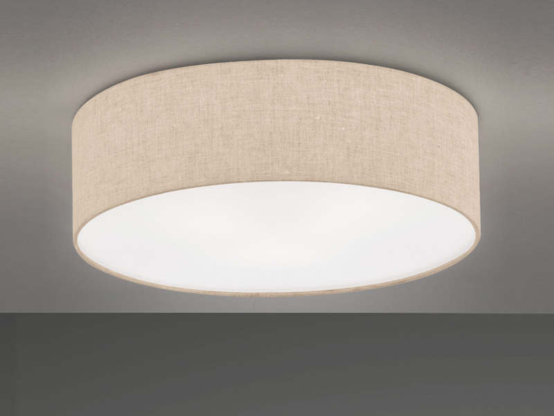 Deckenleuchte THOR rund mit Lampenschirm Leinen Beige, Ø 40cm