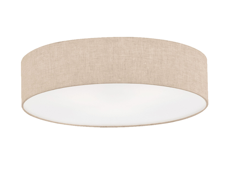 Deckenleuchte THOR groß rund mit Lampenschirm Leinen Beige, Ø 60cm