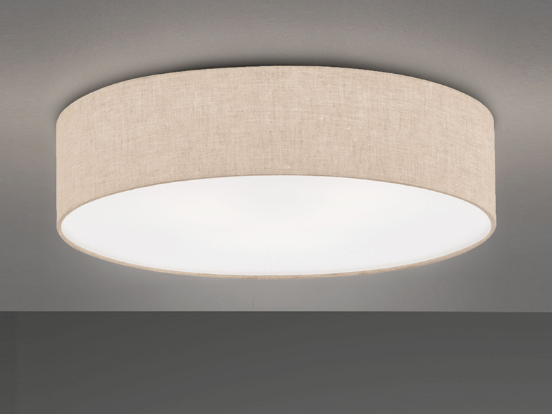Deckenleuchte THOR groß rund mit Lampenschirm Leinen Beige, Ø 60cm