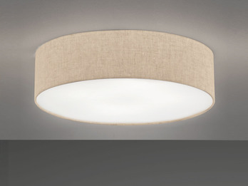 Deckenleuchte THOR groß rund mit Lampenschirm Leinen Beige, Ø 60cm