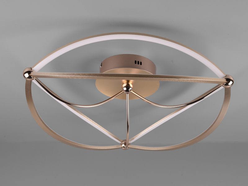 Moderne LED Deckenleuchte CHARIVARI hell & dimmbar über Schalter, Messing Ø 62cm