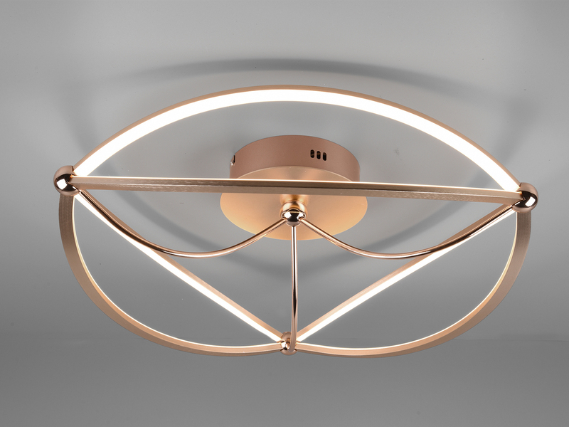 Moderne LED Deckenleuchte CHARIVARI hell & dimmbar über Schalter, Messing Ø 62cm