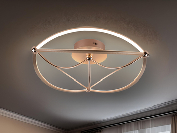 Moderne LED Deckenleuchte CHARIVARI hell & dimmbar über Schalter, Messing Ø 62cm