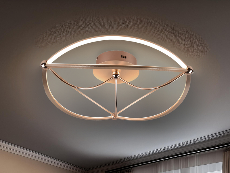 Moderne LED Deckenleuchte CHARIVARI hell & dimmbar über Schalter, Messing Ø 62cm