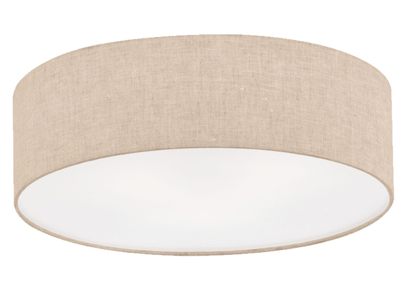 LED Deckenlampe rund groß mit Lampenschirm Leinen Beige, Ø 60cm