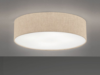 LED Deckenlampe rund mit Lampenschirm Leinen Beige Ø 60cm groß