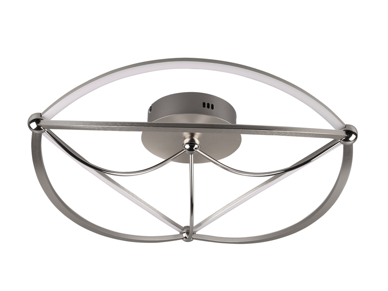 Moderne LED Deckenleuchte CHARIVARI hell & dimmbar über Schalter, Silber Ø 62cm