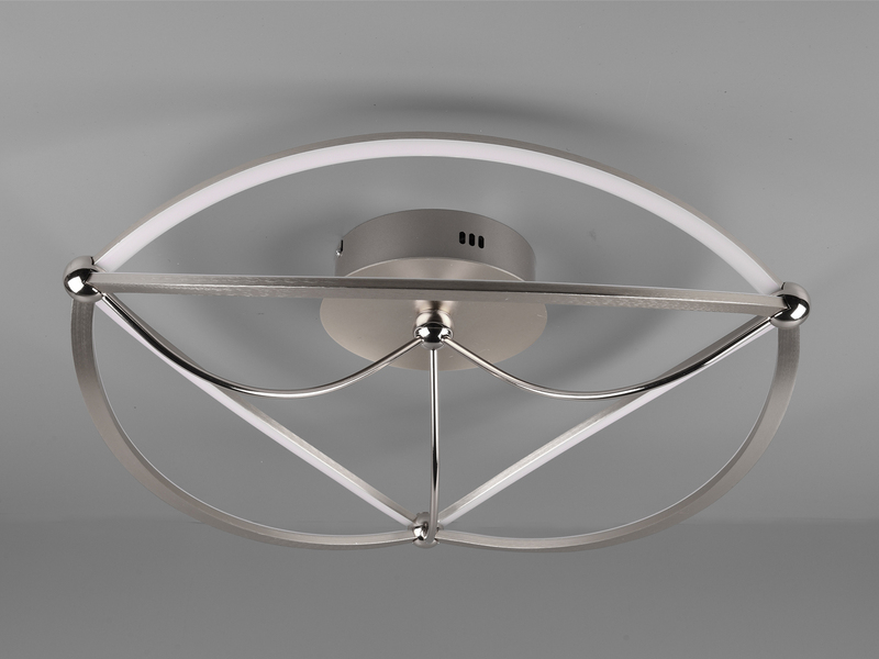 Moderne LED Deckenleuchte CHARIVARI hell & dimmbar über Schalter, Silber Ø 62cm