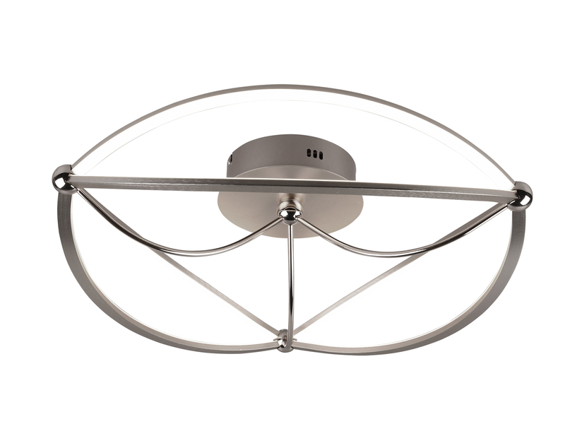 Moderne LED Deckenleuchte CHARIVARI hell & dimmbar über Schalter, Silber Ø 62cm