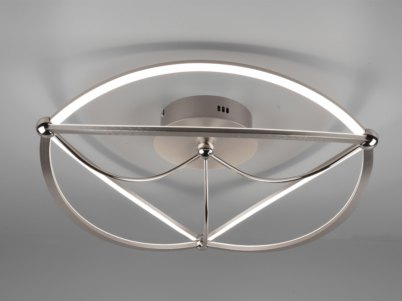 Moderne LED Deckenleuchte CHARIVARI hell & dimmbar über Schalter, Silber Ø 62cm